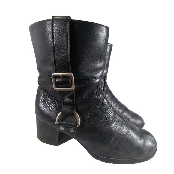 Harley-Davidson Black Leather Buckle Ankle Boots - Picture 13 of 13